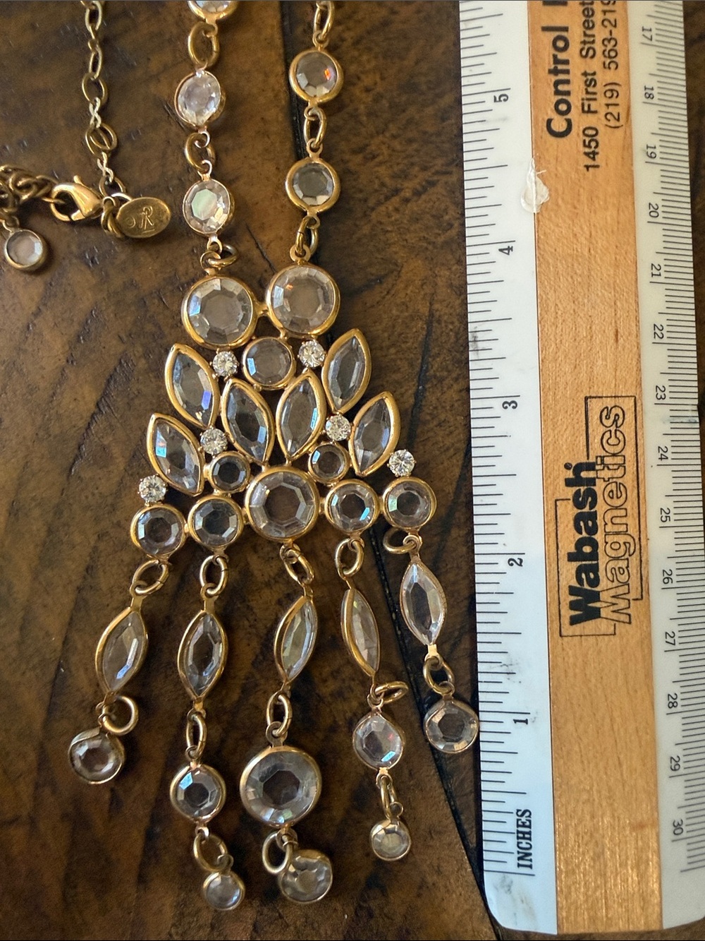 Rachel Zoe Gold-Tone Clear Crystal Fringe Pendant Necklace - Picture 4 of 7
